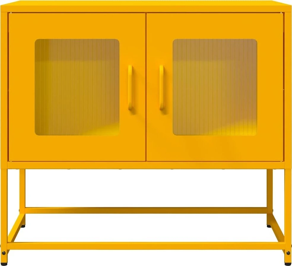 TV staliukas televizoriaus spintelė garstyčių geltona 68x39x60,5 cm