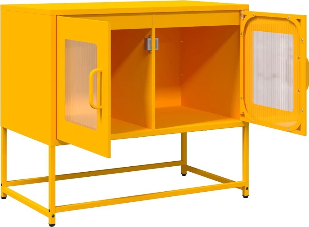 TV staliukas televizoriaus spintelė garstyčių geltona 68x39x60,5 cm