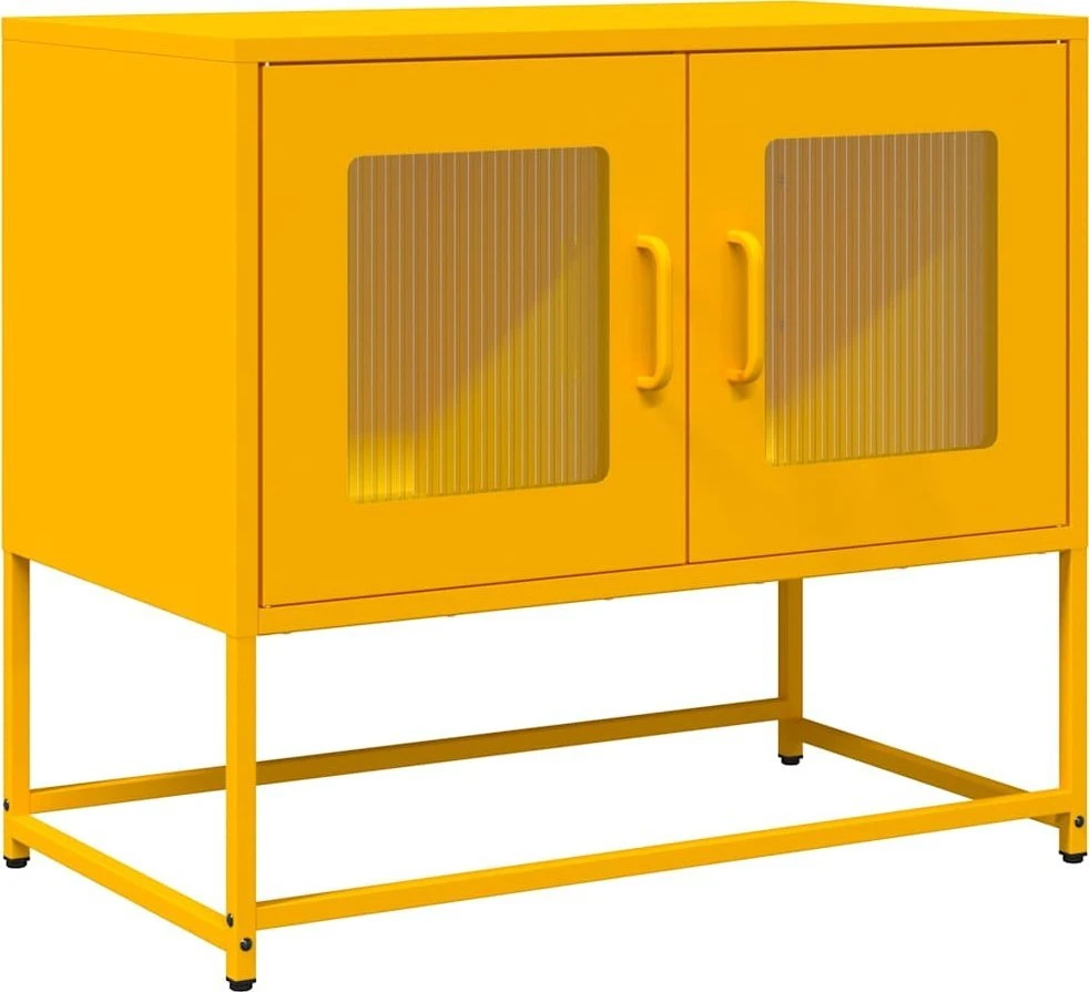 TV staliukas televizoriaus spintelė garstyčių geltona 68x39x60,5 cm