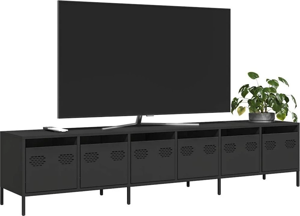 TV staliukas Televizoriaus spintelė, juodas, 202x39x43,5 cm, plienas