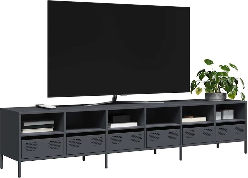 TV staliukas Televizoriaus spintelė, antracito, 202x39x43,5cm, plienas