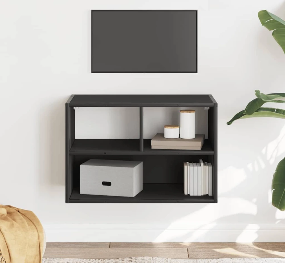 TV staliukas Televizoriaus spintelė, juoda, 60x31x39,5cm, mediena ir metalas