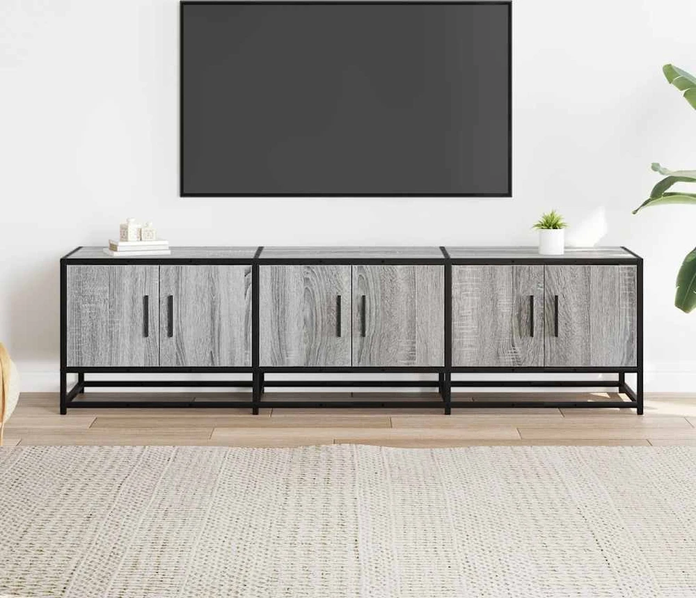 TV staliukas Televizoriaus spintelė, pilka, 150x35x41cm, mediena ir metalas