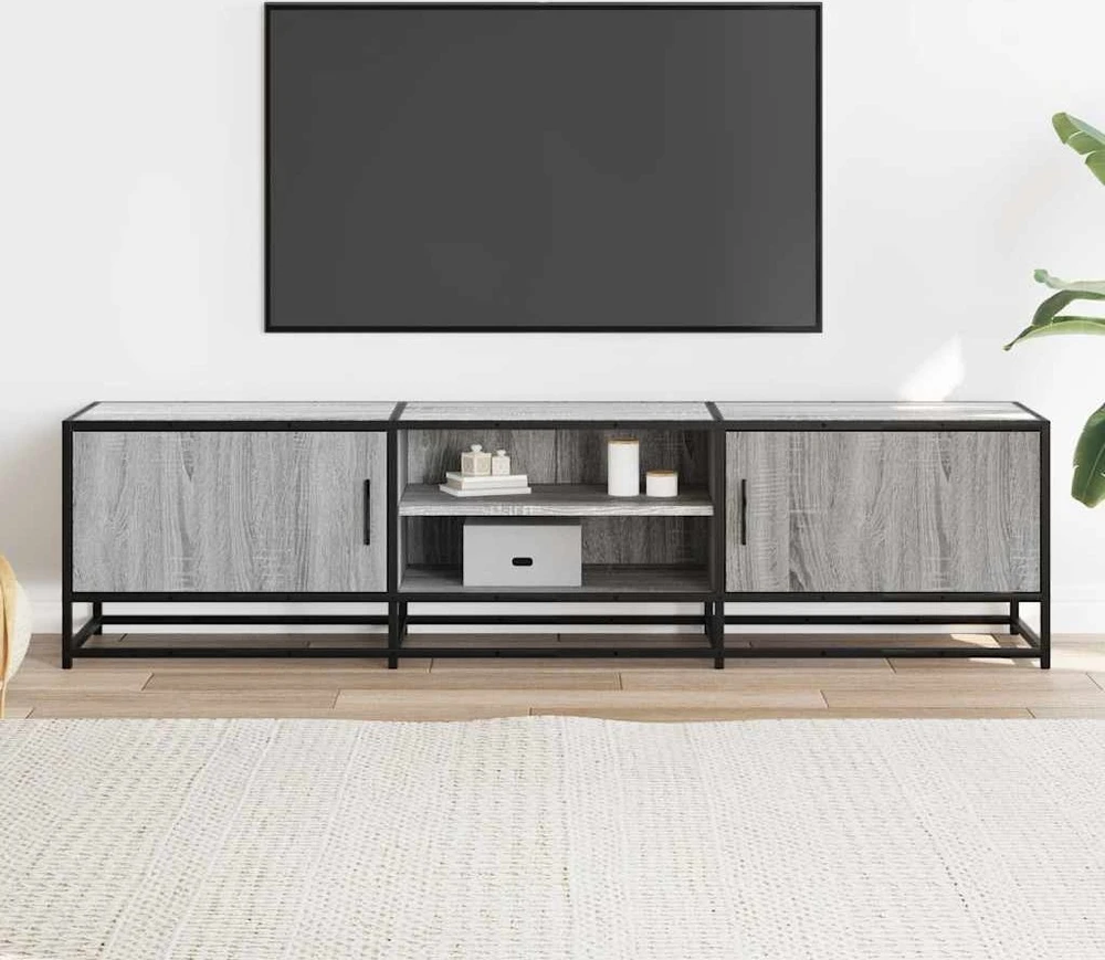 TV staliukas Televizoriaus spintelė, pilka, 160x35x41cm, mediena ir metalas