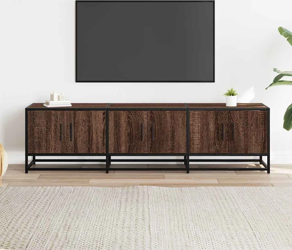 TV staliukas Televizoriaus spintelė, ruda, 150x35x41cm, mediena ir metalas