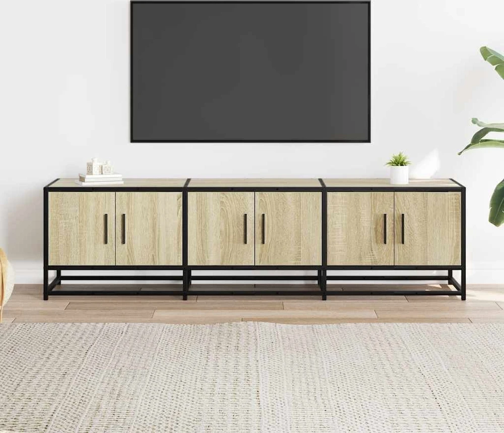 TV staliukas Televizoriaus spintelė, ąžuolo, 150x35x41cm, mediena ir metalas