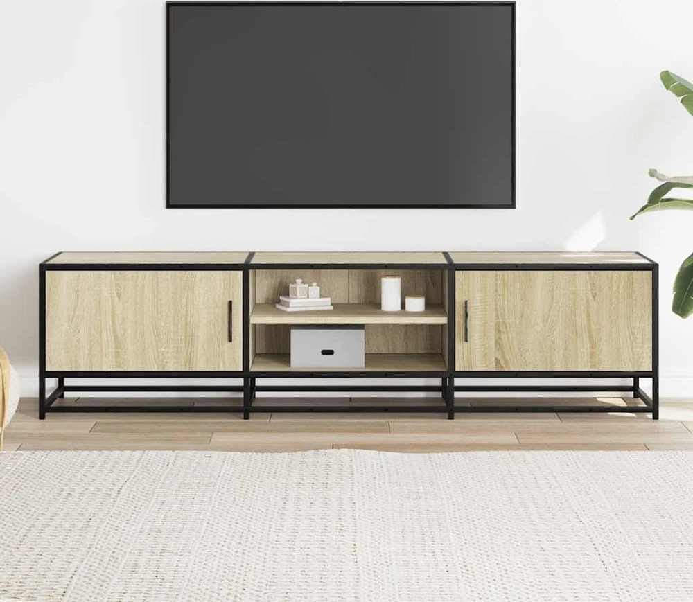 TV staliukas Televizoriaus spintelė, ąžuolo, 160x35x41cm, mediena ir metalas