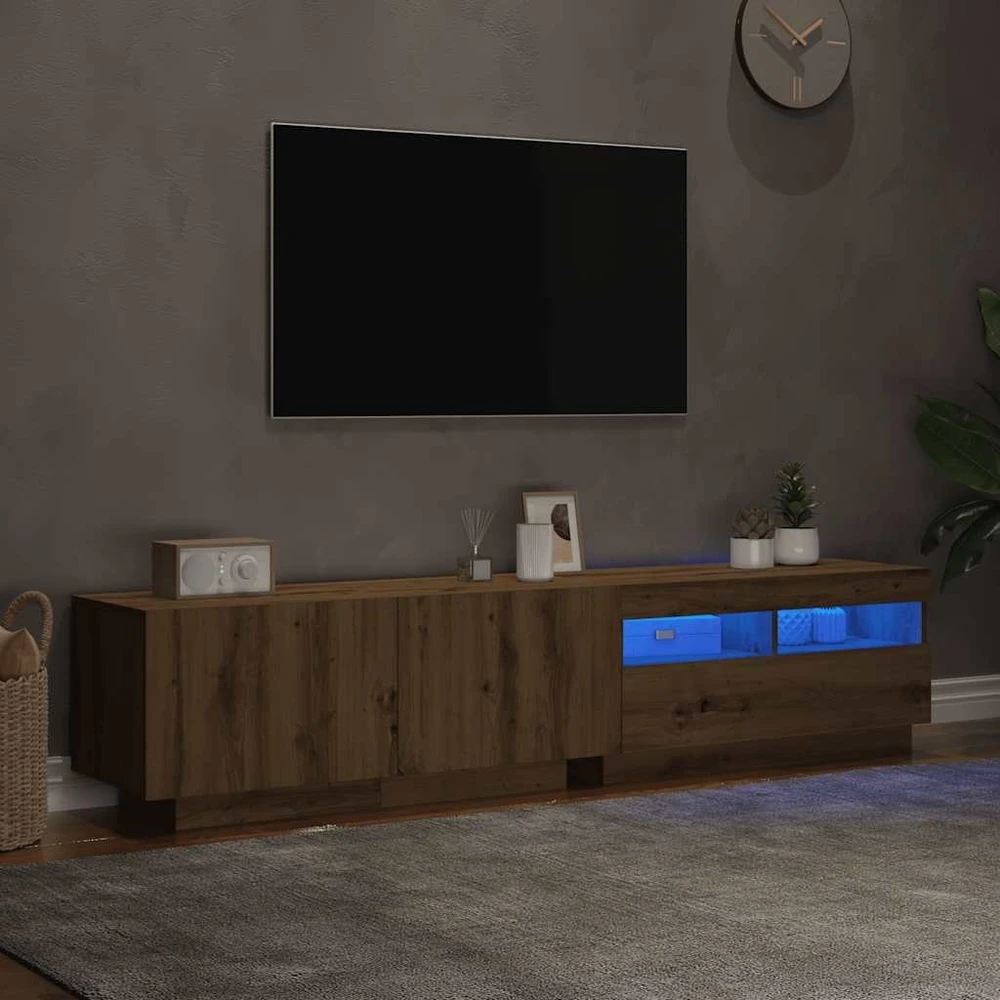 TV staliukas televizoriaus spintelė su LED lemputėmis Artisan ąžuolas