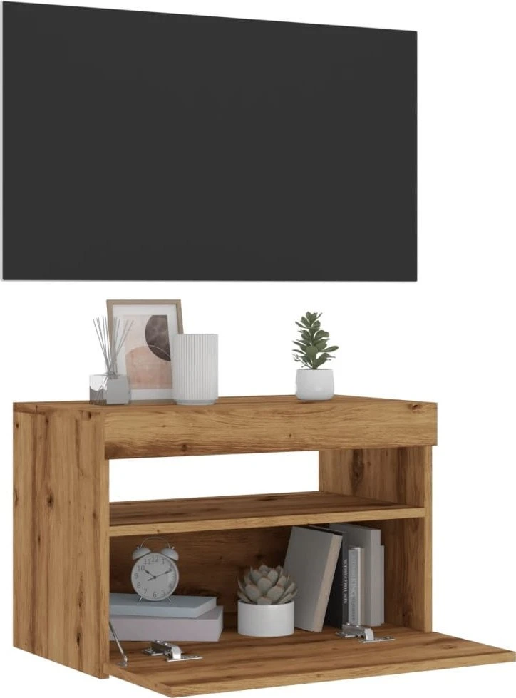 TV staliukas Televizoriaus spintelė su LED, artisano, 60x35x40cm, mediena