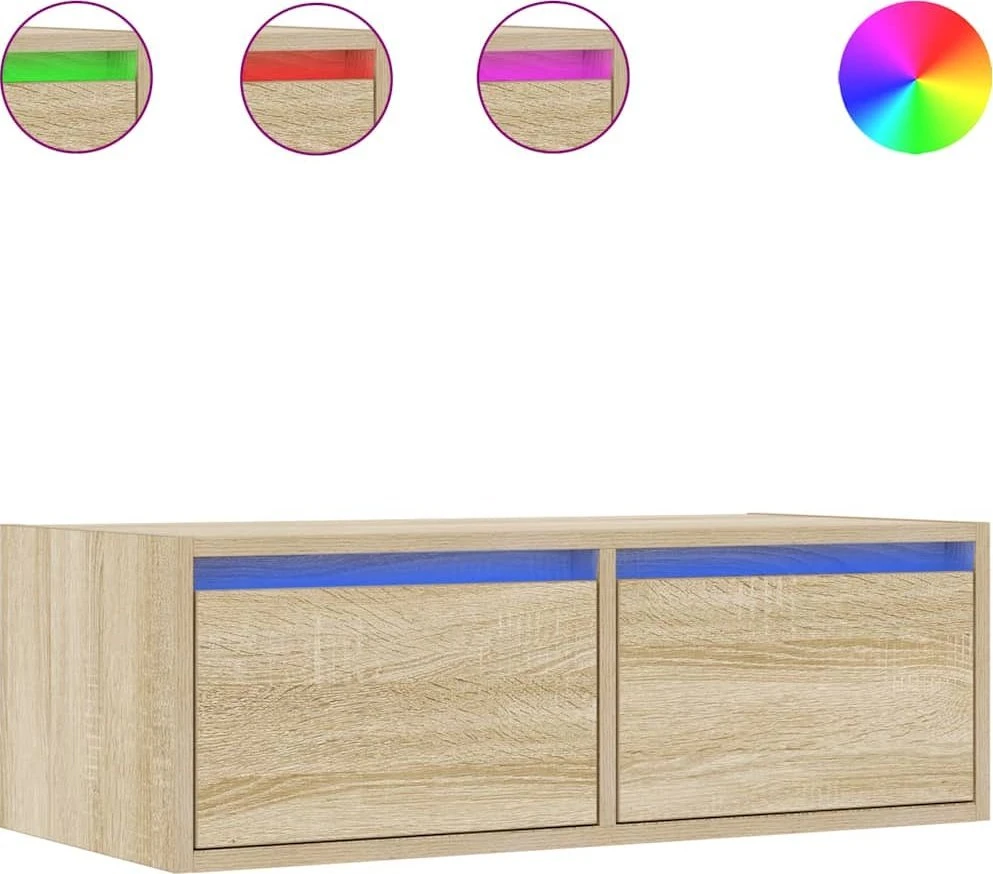 TV staliukas Televizoriaus spintelė su LED apšvietimu, ąžuolo, 75x35,5x25 cm