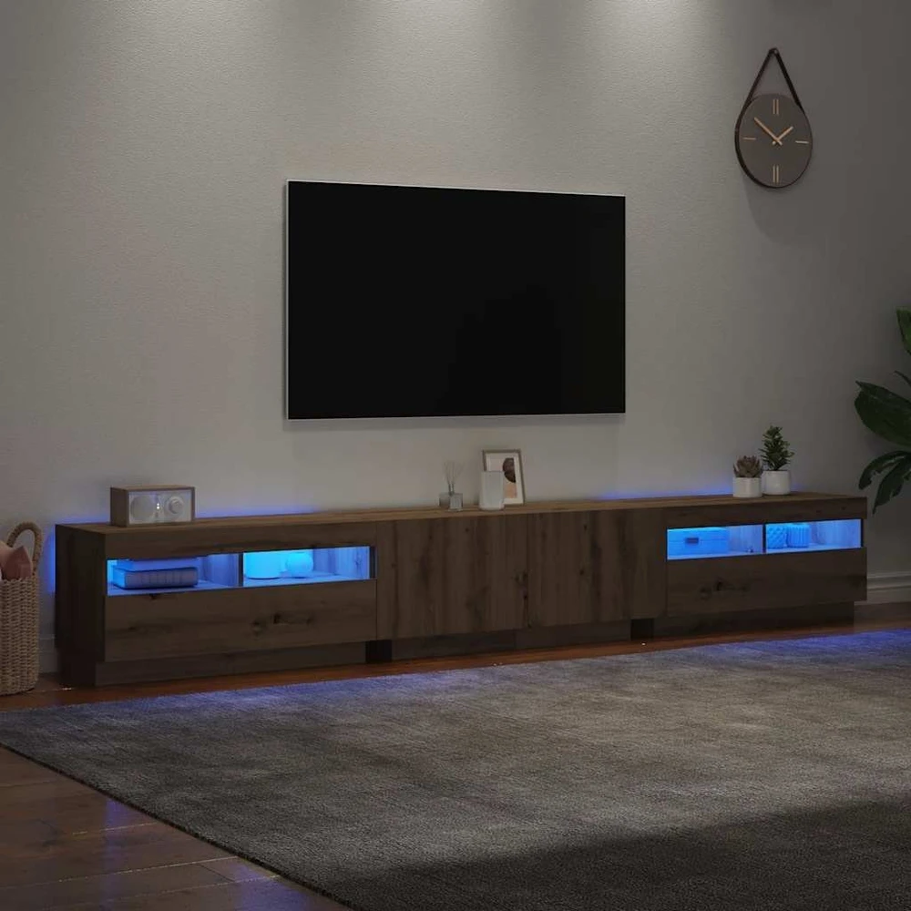 TV staliukas televizoriaus spintelė su LED lemputėmis Artisan ąžuolas
