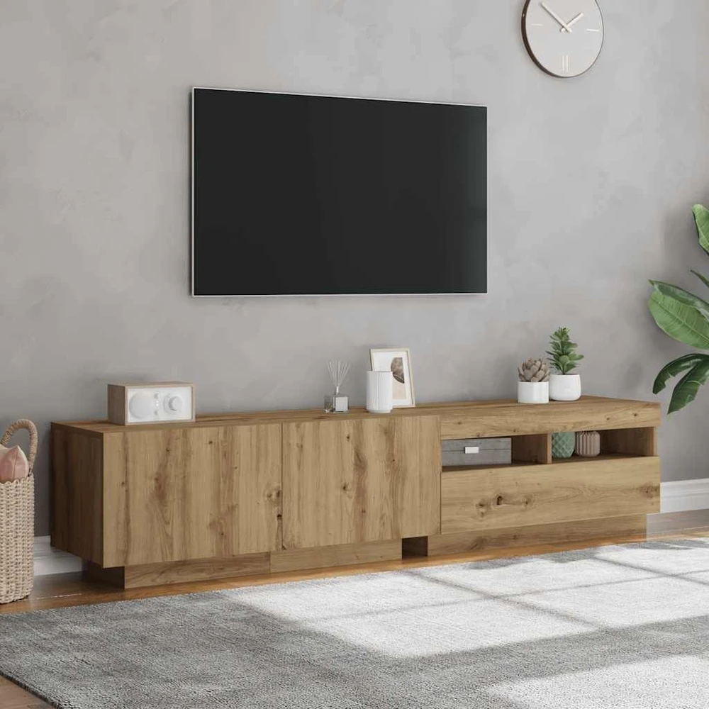 TV staliukas televizoriaus spintelė su LED lemputėmis Artisan ąžuolas