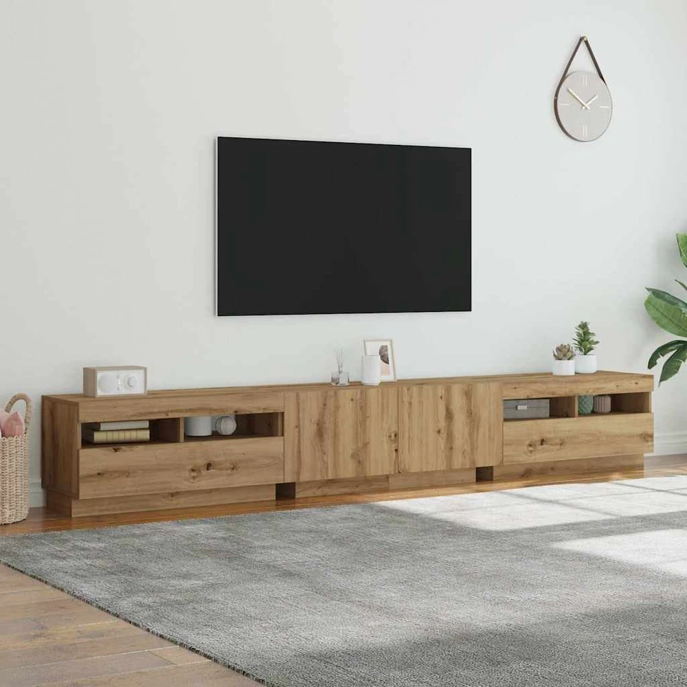 TV staliukas televizoriaus spintelė su LED lemputėmis Artisan ąžuolas
