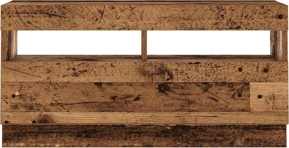 TV staliukas TV spintelė su LED lemputėmis, senovinė mediena, 260x35x40cm, inžinerinė mediena