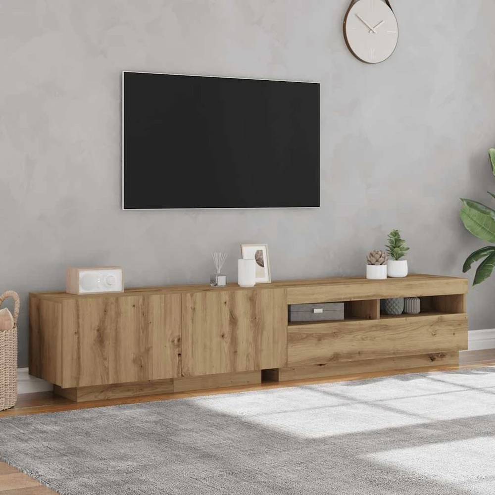 TV staliukas televizoriaus spintelė su LED lemputėmis Artisan ąžuolas
