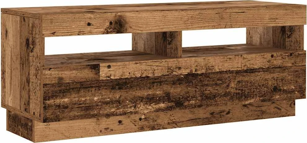 TV staliukas TV spintelė su LED lemputėmis, senovinė mediena, 200x35x40cm, inžinerinė mediena