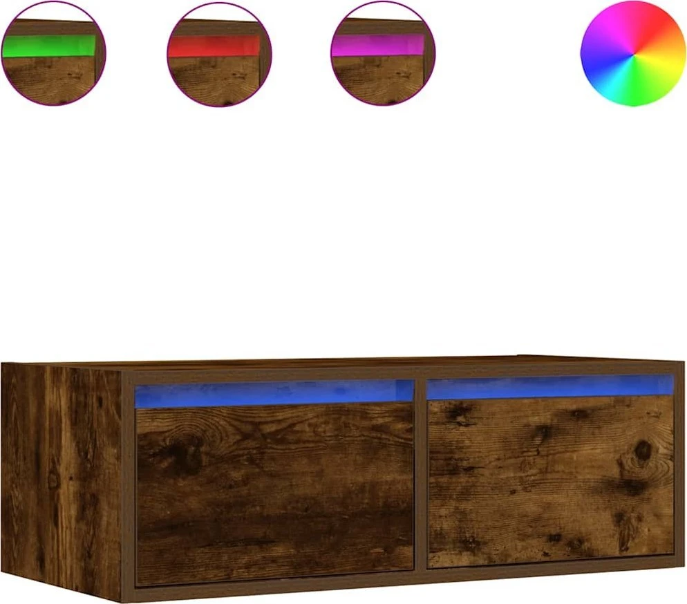 TV staliukas Televizoriaus spintelė su LED, dūminio ąžuolo, 75x35,5x25 cm