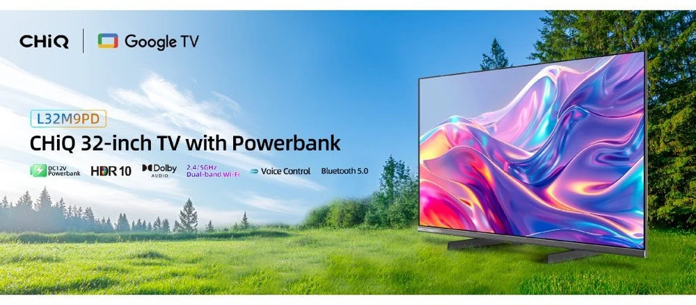 CHiQ L32M9PD televizorius, 32 colių įkroviklis, HD, išmanusis, „Google TV“, „Dolby Audio“, dbx-tv, HDR 10