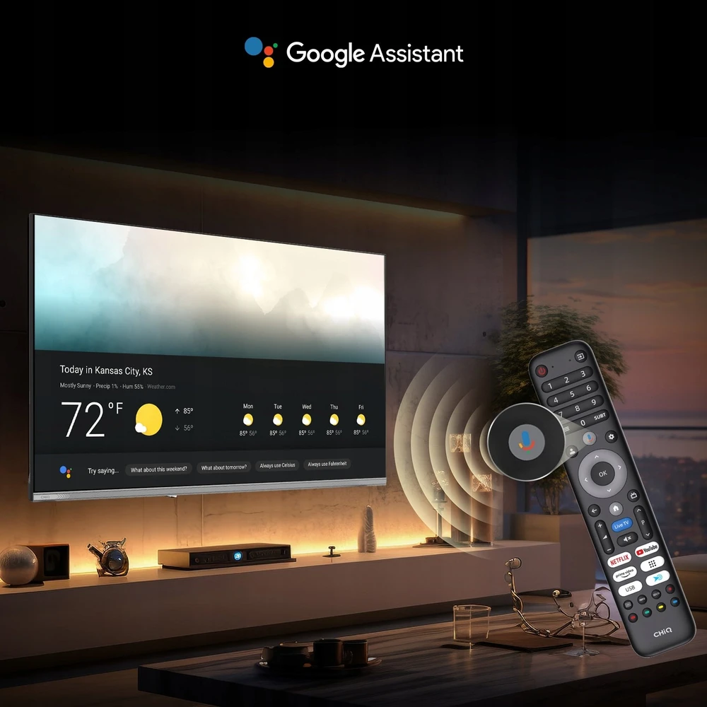 CHiQ L32QST televizorius, 32 colių, QLED, „Full HD“, „Google TV“, berėmis, „Dolby Audio“, „dbx-tv“, HDR 10