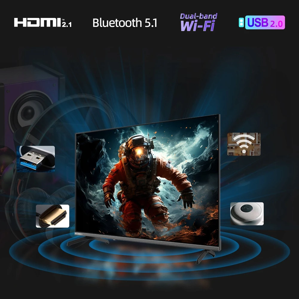 CHiQ U50QST televizorius 50", UHD, QLED, itin plonas, „Google TV“, DLG 120 Hz, „Dolby Audio“, berėmės, metalinio paviršiaus