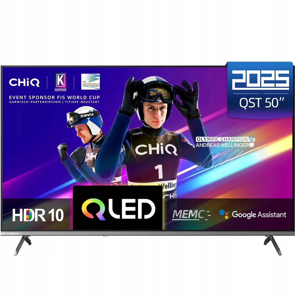 CHiQ U50QST televizorius 50", UHD, QLED, itin plonas, „Google TV“, DLG 120 Hz, „Dolby Audio“, berėmės, metalinio paviršiaus