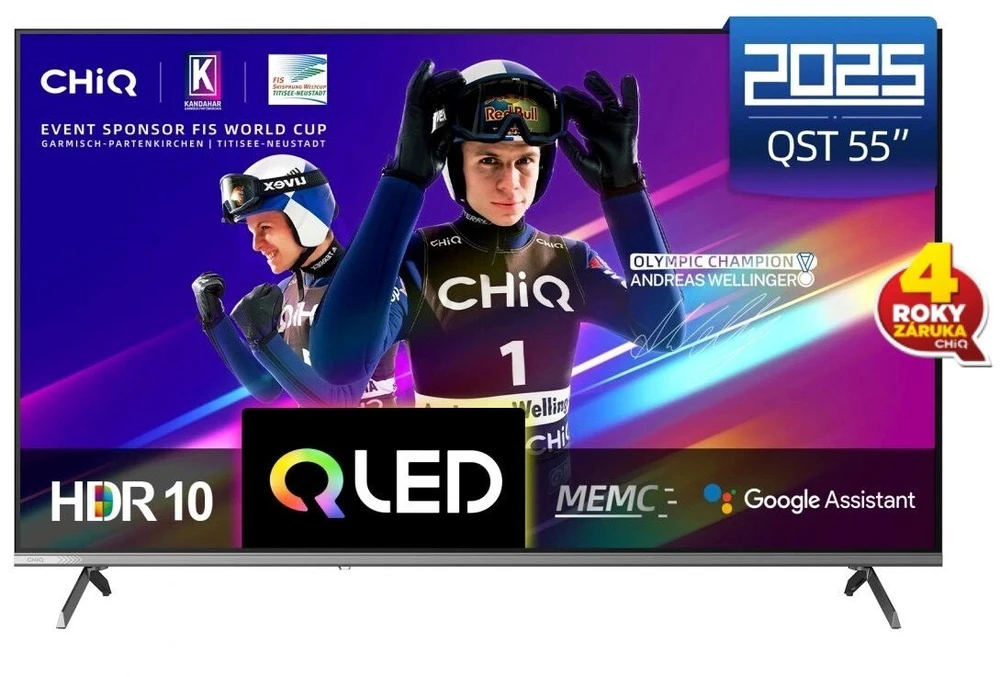 Televizorius CHiQ U55QST TV 55, UHD, QLED, Google TV, DLG 120 Hz, Dolby Audio, Frameless, metaliczna