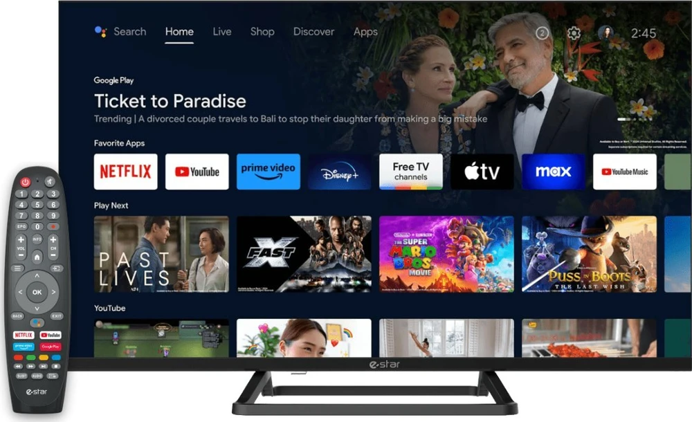 Televizorius eSTAR Android TV 32"/82cm 2K HD LEDTV32A3T2 Juodas