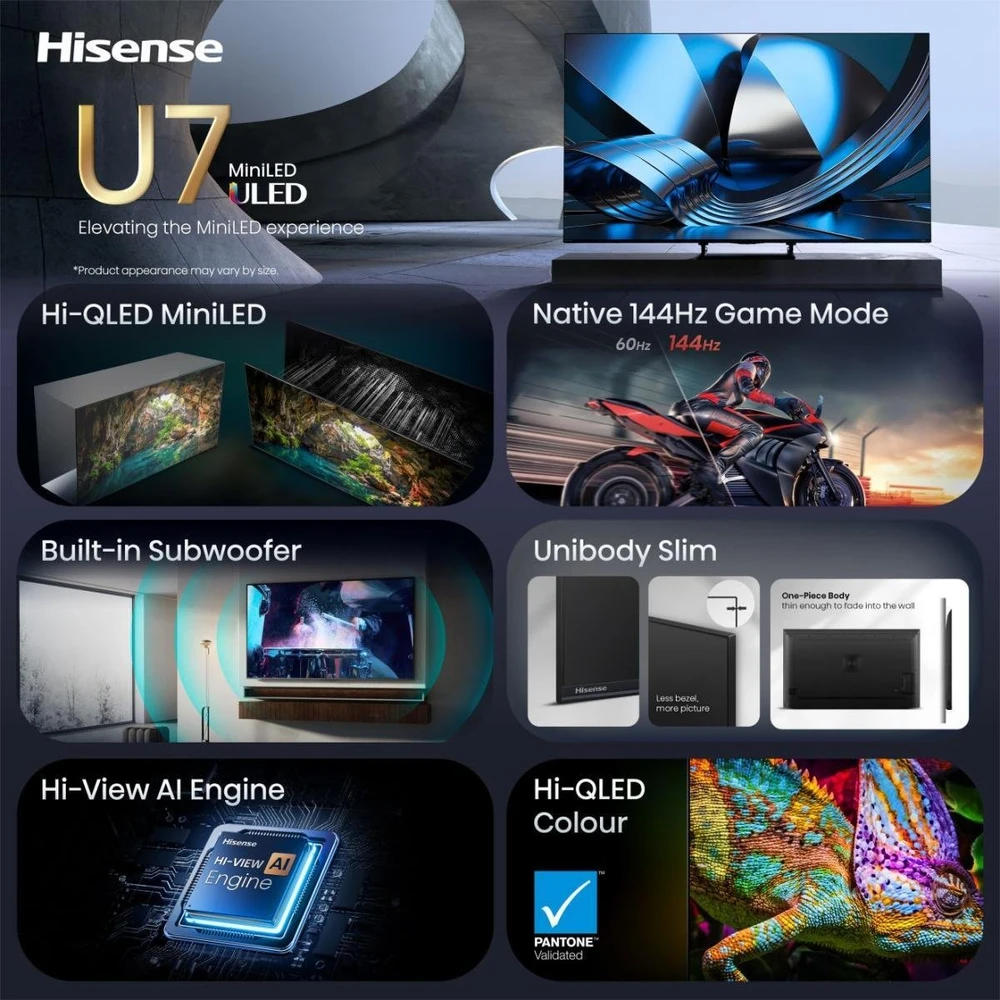 Televizorius Hisense 50U7SE 50" miniLED 4K 144Hz VidaaOS Vision IQ 2026