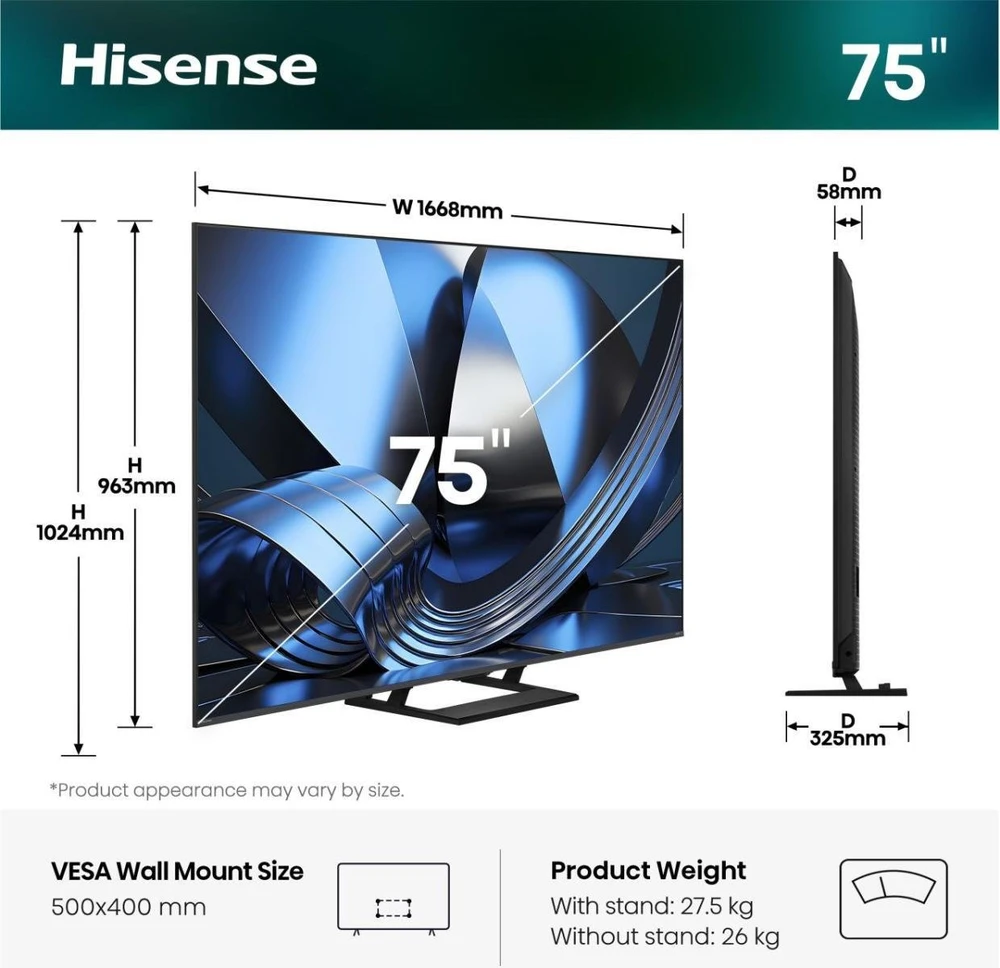 Televizorius Hisense 75U7DSE