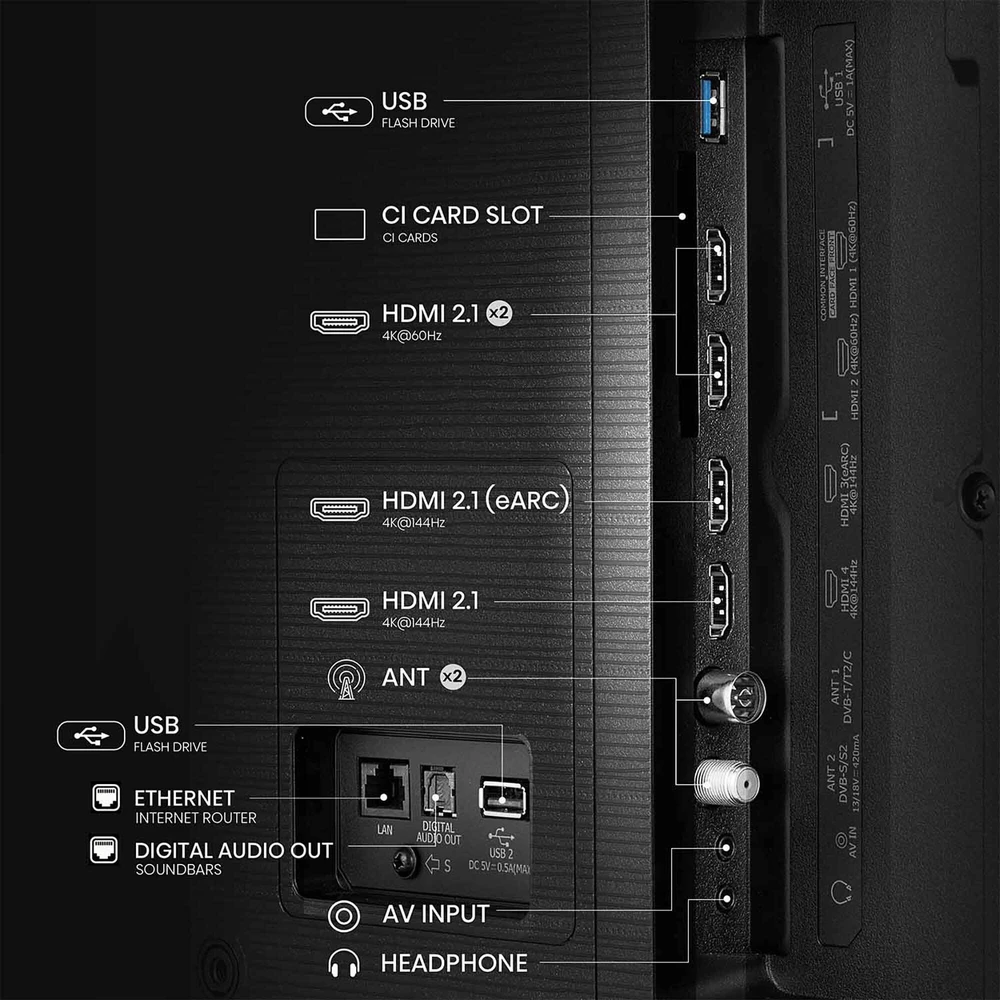 „Hisense 85E7Q PRO“ 85 colių QLED televizorius su 144 Hz 4K raiška ir „Dolby Vision Atmos“ technologija