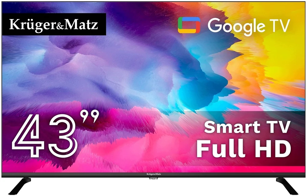 Kruger & Matz „KrugerMatz“ 43 colių FHD „Google“ televizorius, DVB-T2/S2/T/C H.265 HEVC