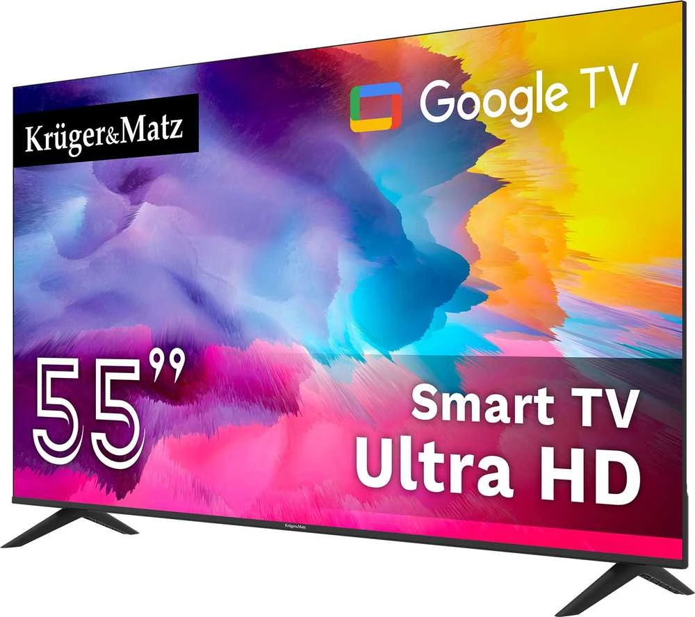 Kruger & Matz Televizorius „KrugerMatz“ 55 colių UHD „Google TV 5.0“ DVB-T2/T/C H.265 HEVC televizorius