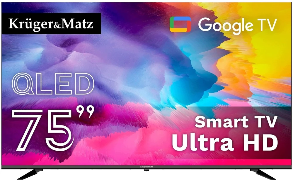 Kruger & Matz „KrugerMatz“ 75 colių QLED UHD išmanusis DVB-T2/S2 H.265 Hevc televizorius