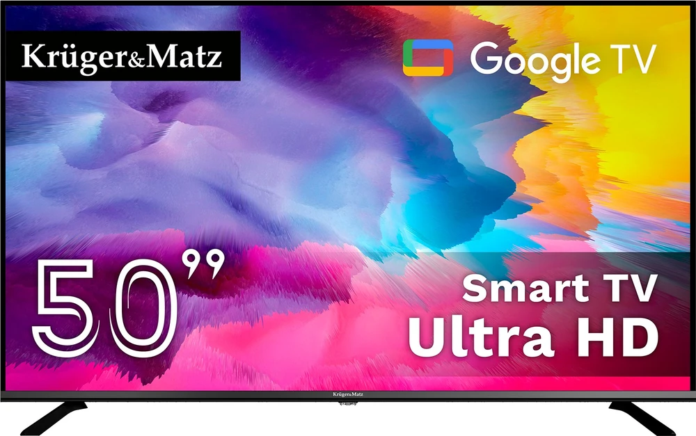Kruger & Matz „KrugerMatz“ 50 colių UHD „Google TV 5.0“ DVB-T2/T/C H.265 HEVC televizorius