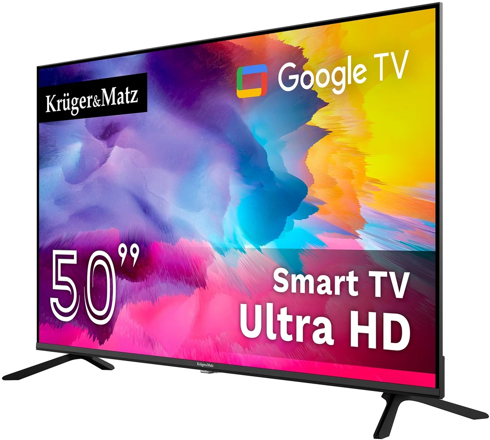 Kruger & Matz „KrugerMatz“ 50 colių UHD „Google TV 5.0“ DVB-T2/T/C H.265 HEVC televizorius