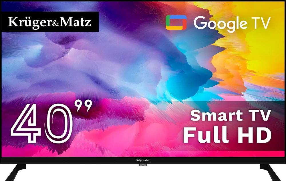 Kruger & Matz „KrugerMatz“ 40 colių FHD „Google TV 5.0“ televizorius, DVB-T2/S2/T/C H.265 HEVC