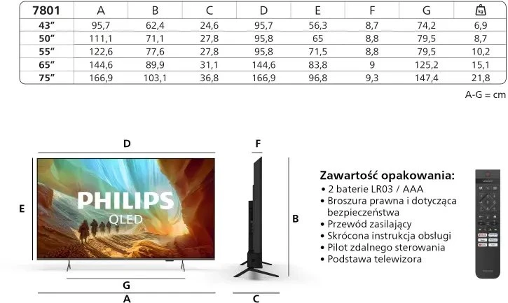 Televizorius Philips 4K QLED Ambilight TV | 65PQS7801/12 | 55" | Smart TV | Titan OS | UHD | Juoda