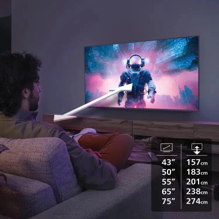 Televizorius Philips 4K QLED Ambilight TV | 65PQS7801/12 | 55" | Smart TV | Titan OS | UHD | Juoda