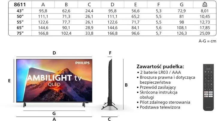 Televizorius Philips 75PQS8611/12 QLED 75'' 4K Ultra HD Titan OS Ambilight