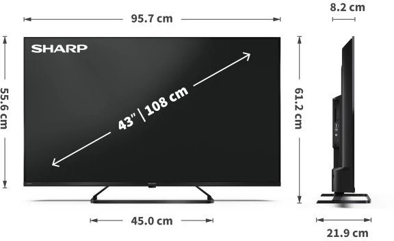 Sharp | 43HP6265E | 43 | Išmanusis televizorius | „Google TV“ | UHD | Juoda