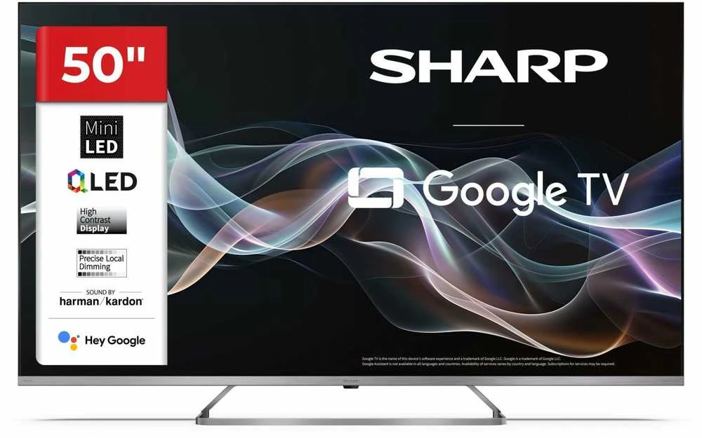 Sharp 4K QLED MiniLED televizorius | 50JP7265E | 50 | Išmanusis televizorius | „Google TV“ | UHD | Sidabras