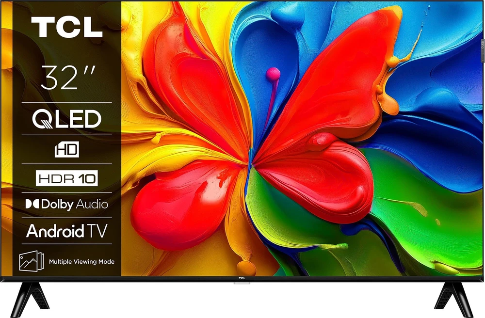 TCL HD QLED televizorius | 32S4K | 32 | Išmanusis televizorius | „Android“ televizorius | HD | Juodas