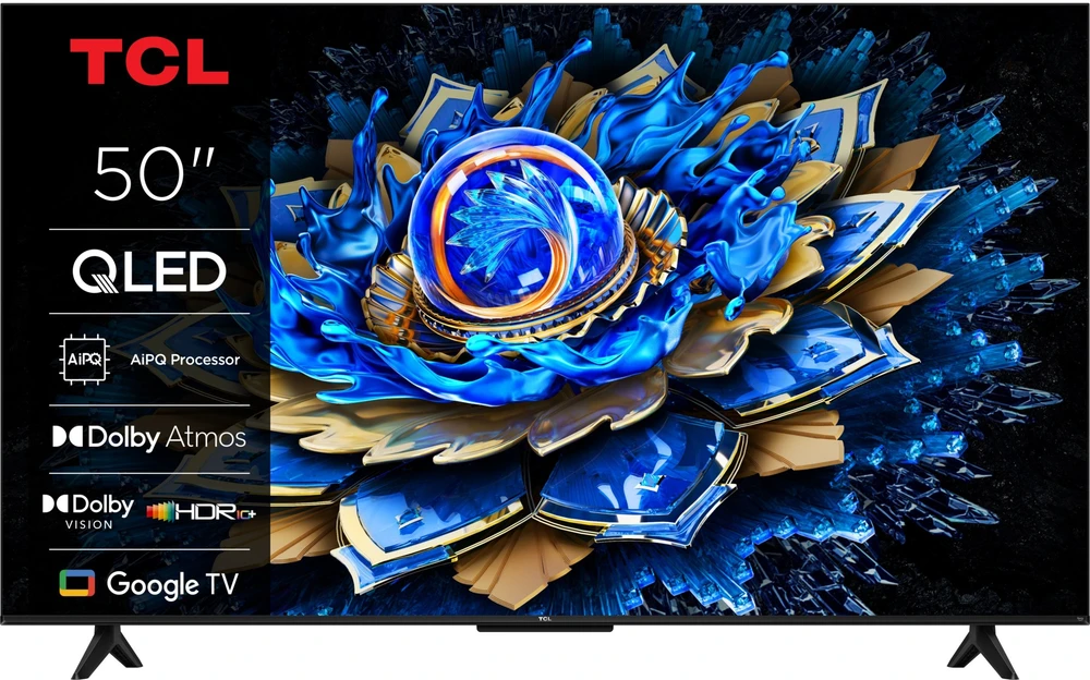 TCL 4K QLED televizorius | 50T69C | 50 | Išmanusis televizorius | „Google TV“ | UHD | Juodas