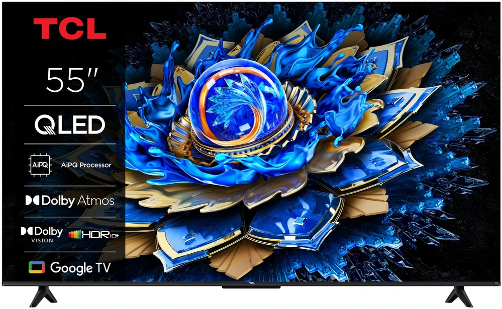 Televizorius TCL 4K QLED TV | 55T69C | 55 | Smart TV | Google TV | UHD | Juodas