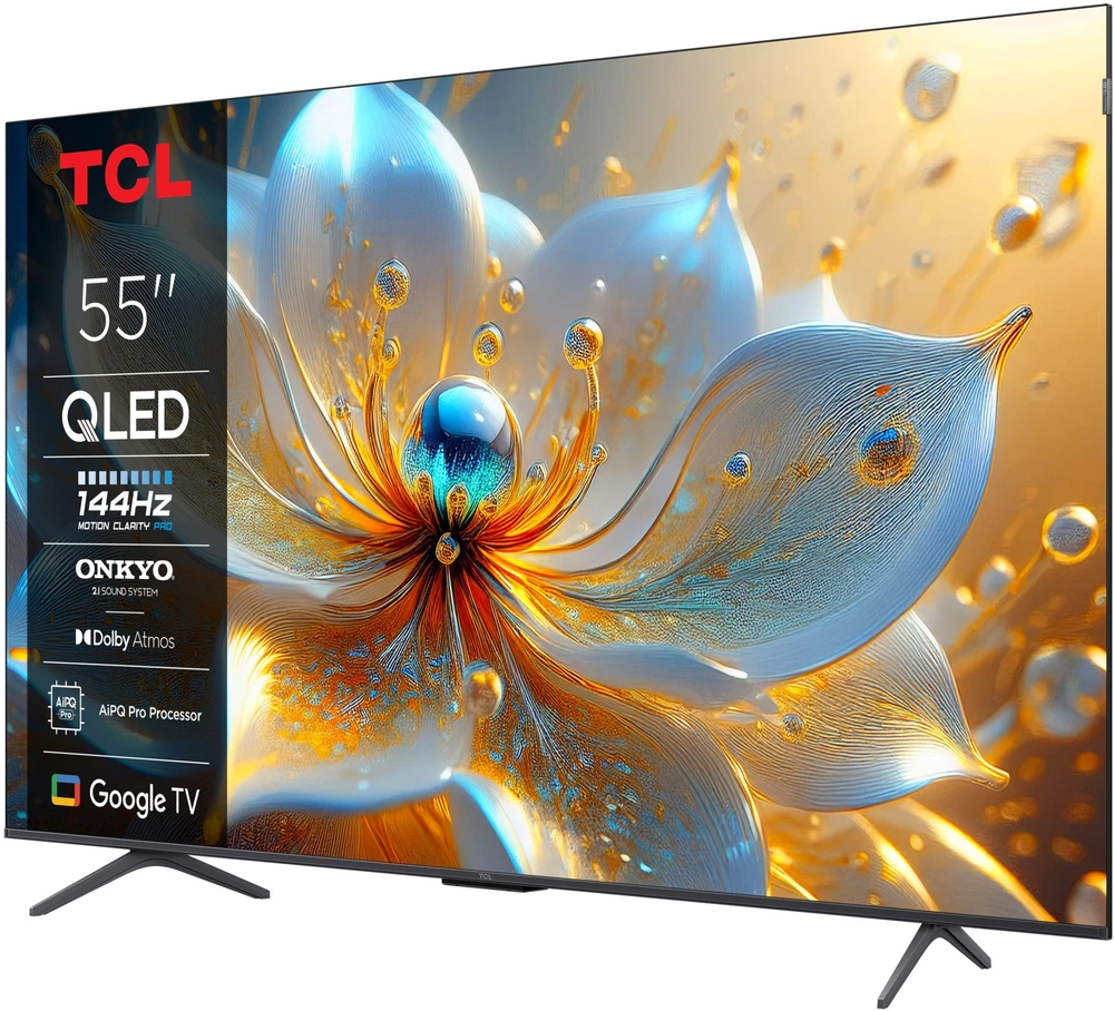 Televizorius TCL 4K QLED TV | 55T8C | 55 | Smart TV | Google TV | Juodas