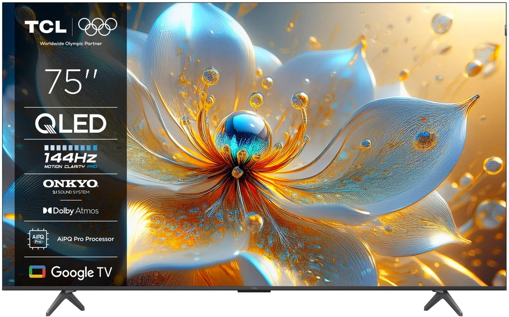 TCL 4K QLED televizorius | 75T8C | 75 | Išmanusis televizorius | „Google TV“ | Juoda