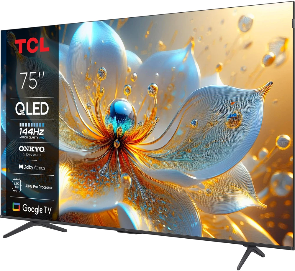 TCL 4K QLED televizorius | 75T8C | 75 | Išmanusis televizorius | „Google TV“ | Juoda