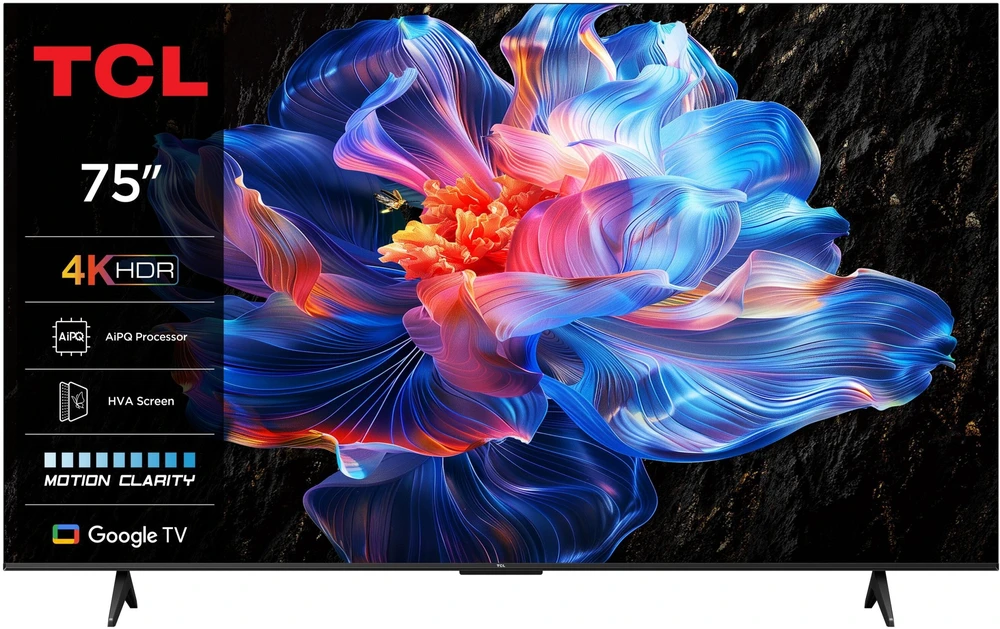 Televizorius TCL LED 4K TV | 75V6C | 75 | Smart TV | Google TV | UHD | Juodas
