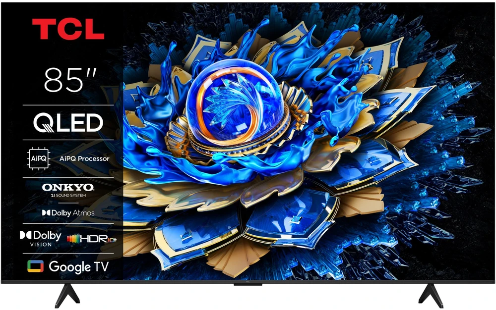 TCL 4K QLED televizorius | 85T69C | 85 | Išmanusis televizorius | „Google TV“ | UHD | Juodas