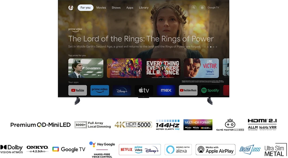 Televizorius Išmanusis „Televizor QLED TCL 85C955“ 216 CM (85``) 4K „Ultra HD“ 240 Hz „Wi-Fi“ (2023 m. modelis)